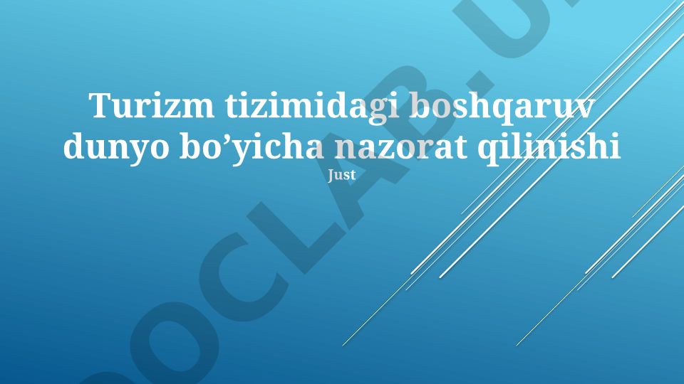 Turizm tizimidagi boshqaruv va xalqaro marketing kampaniyalari