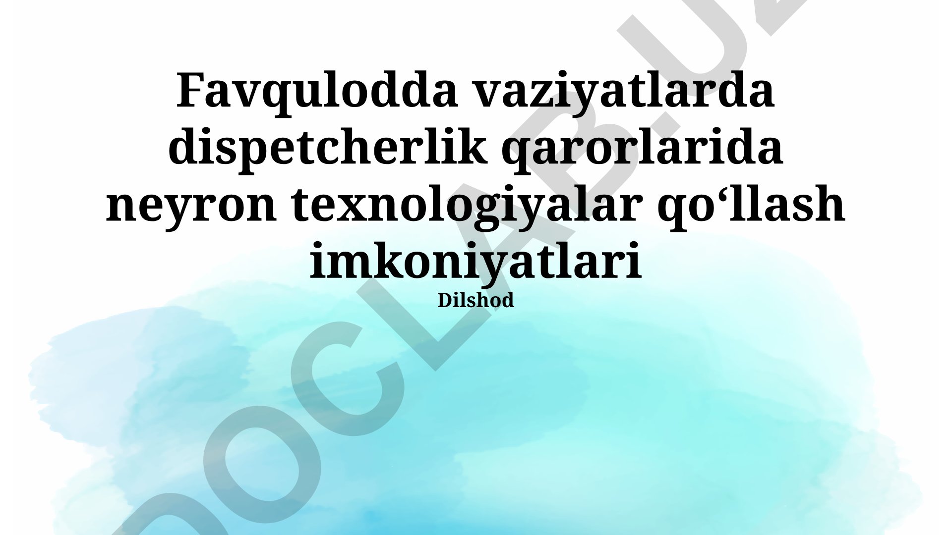 Favqulodda vaziyatlarda dispetcherlik qarorlarida neyron texnologiyalar qo‘llash imkoniyatlari