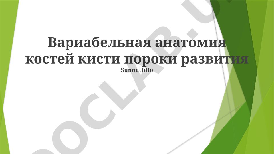 Вариабельная анатомия костей кисти и пороки развития
