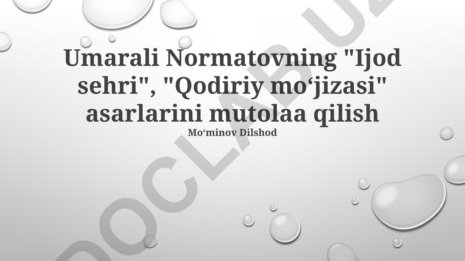 Umarali Normatovning "Ijod sehri" va "Qodiriy moʻjizasi" asarlarini taqqoslash