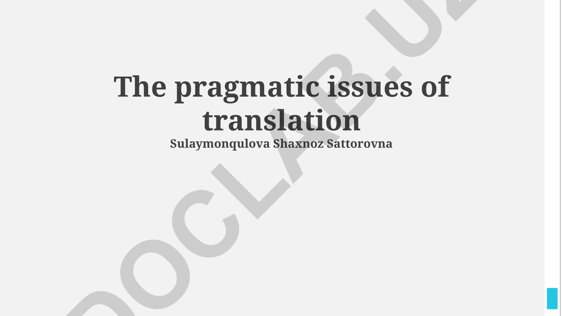 Tarjimaning pragmatik masalalari