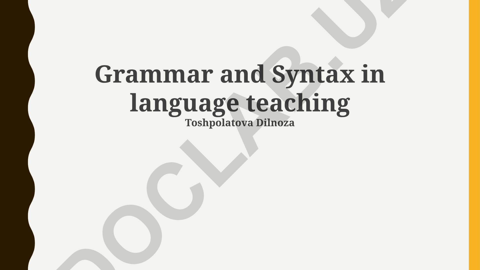 Grammar and Syntax in language teaching