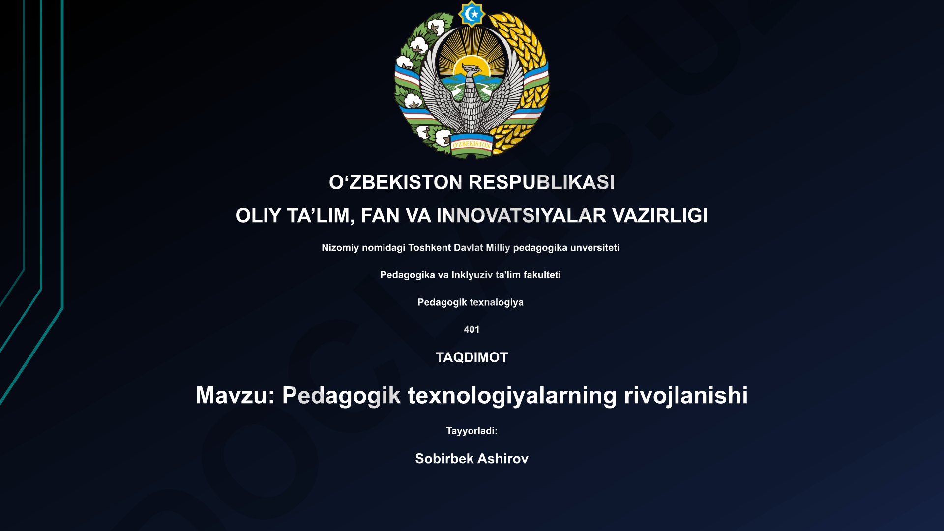 Pedagogik texnologiyalarning rivojlanishi
