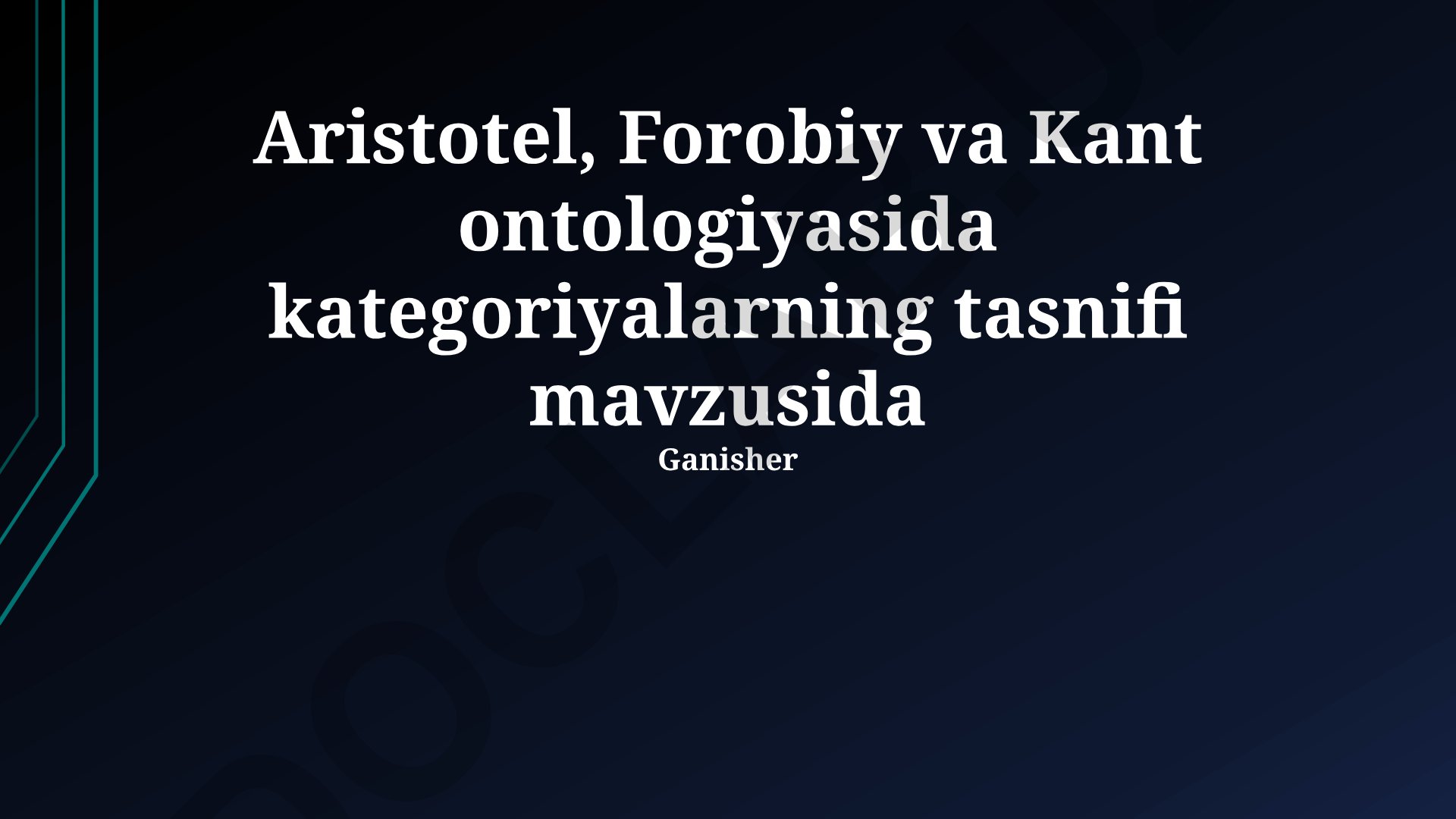 Aristotel, Forobiy va Kant ontologiyasida kategoriyalarning tasnifi