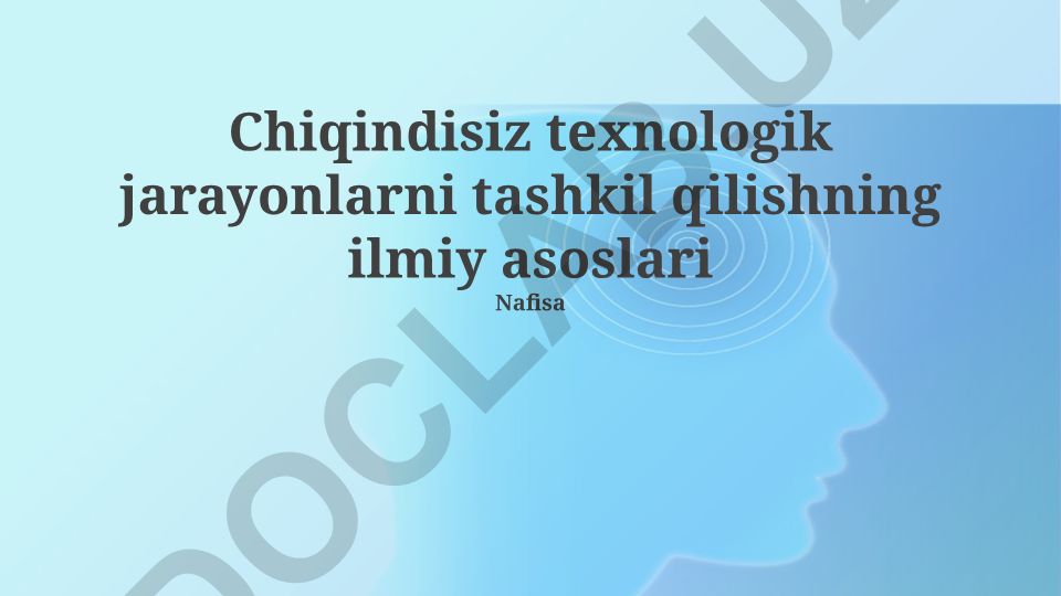 Chiqindisiz texnologik jarayonlarni tashkil qilishning ilmiy asoslari