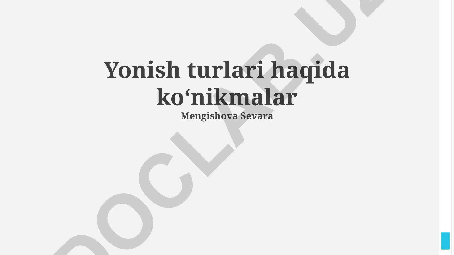 Yong'in xavfsizligi choralari va yonish turlari