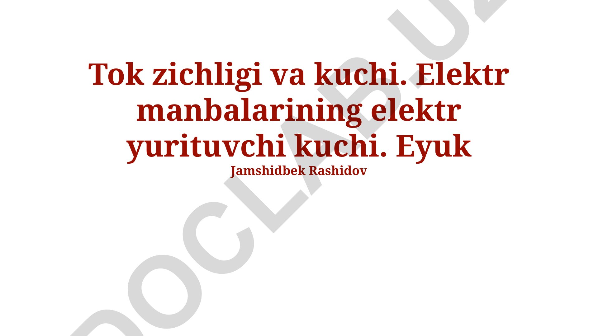 Tok zichligi va kuchi. Elektr manbalarining elektr yurituvchi kuchi