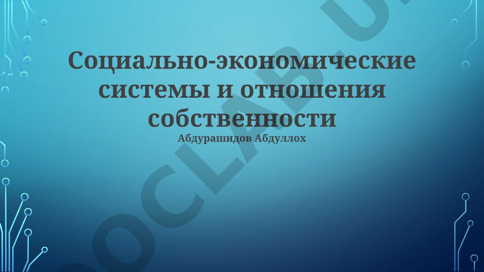 Социально-экономические системы и отношения собственности