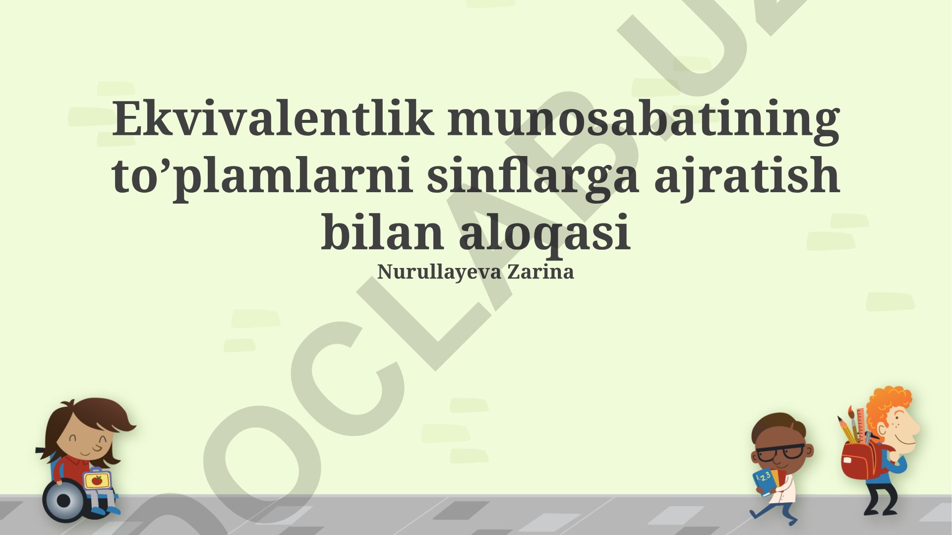 Ekvivalentlik munosabatining to'plamlarni sinflarga ajratish bilan aloqasi
