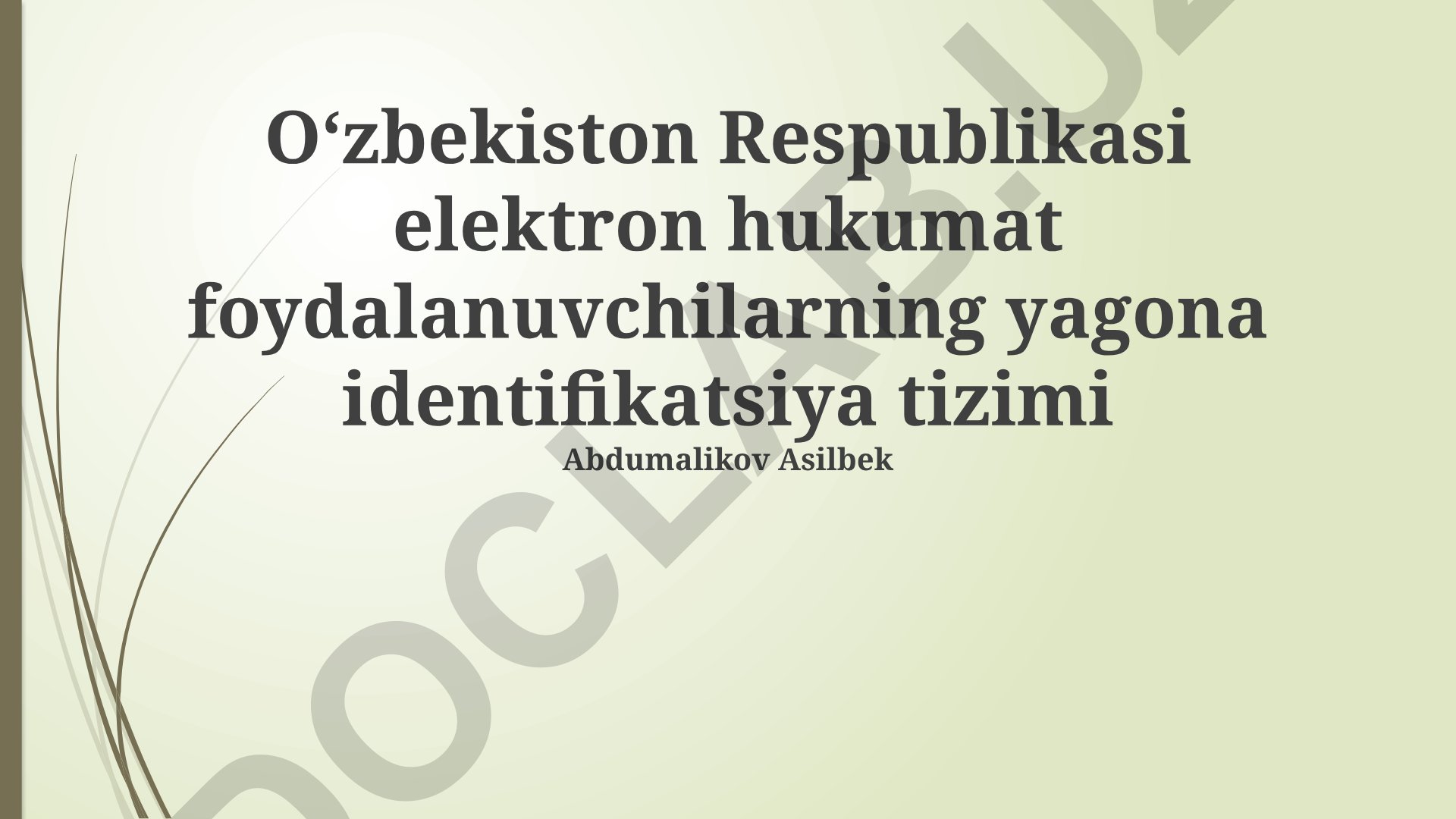 O'zbekistonda elektron hukumat va yagona identifikatsiya tizimi