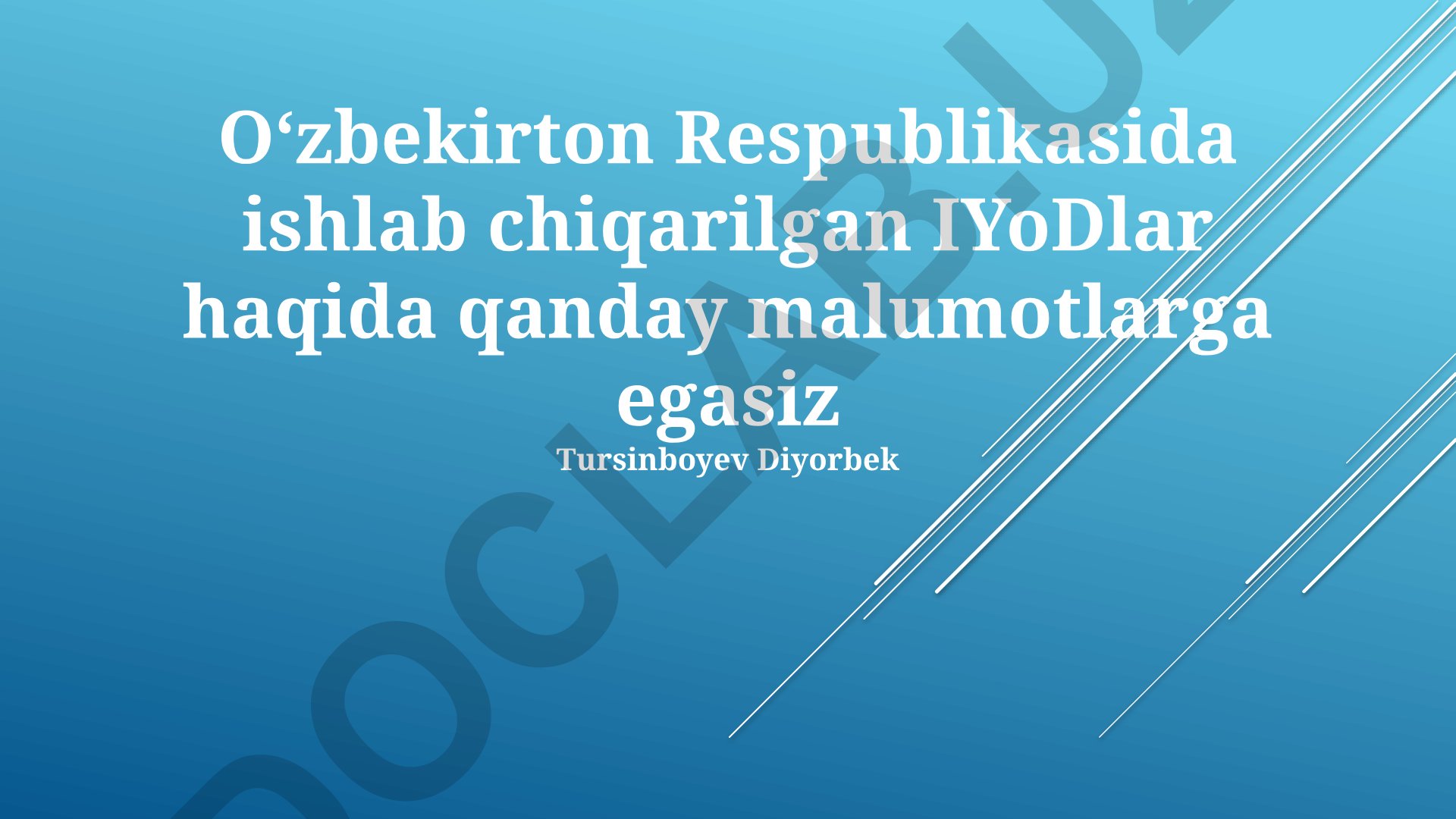 Oʻzbekistonda ishlab chiqarilgan iyoslar bozori va texnologiyalari
