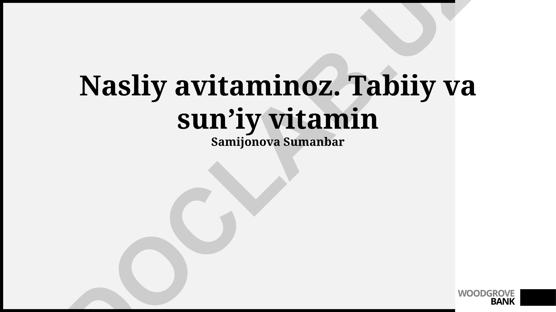 Nasliy avitaminoz: tabiiy va sunʼiy vitaminlar