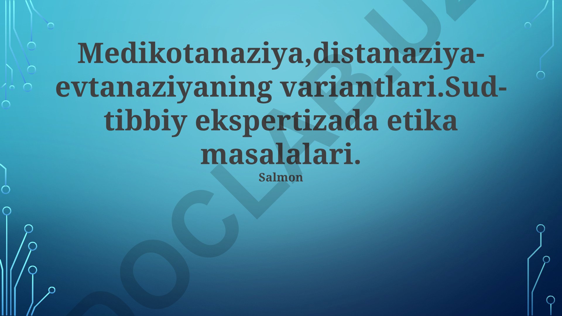 Sud-tibbiy ekspertizada evtanaziya masalalari va etika