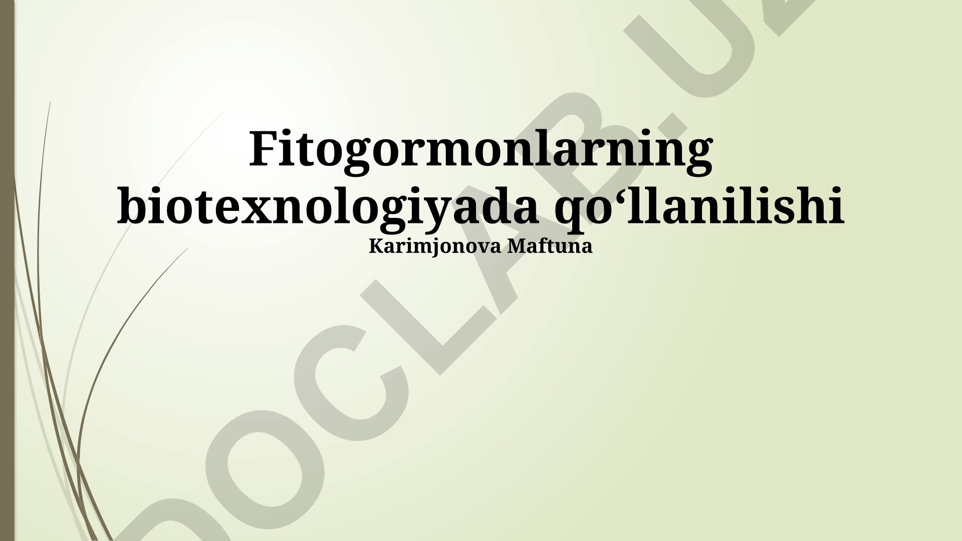 Fitogormonlarning biotexnologiyada qoʻllanilishi