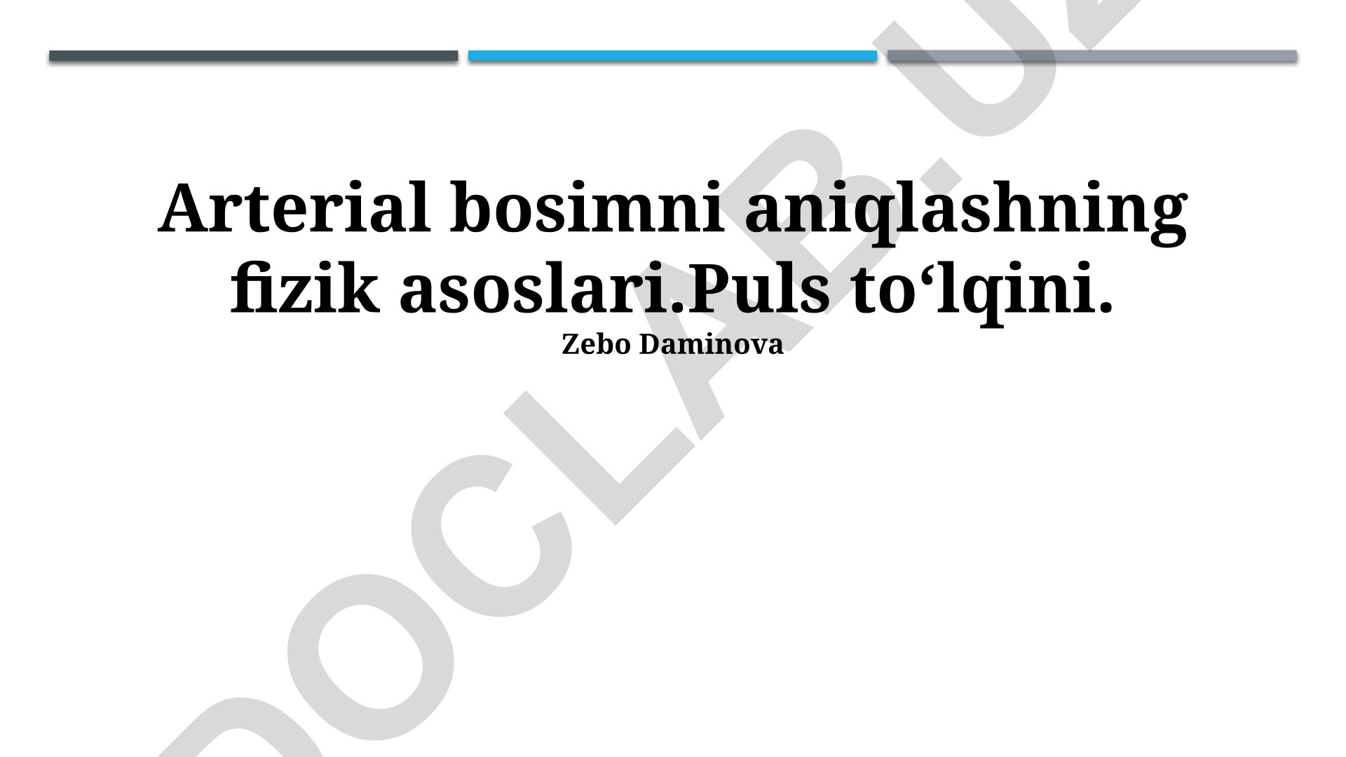 Arterial bosimni aniqlashning fizik asoslari va puls toʻlqini