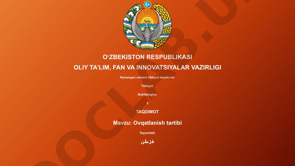 Ovqatlanish tartibi