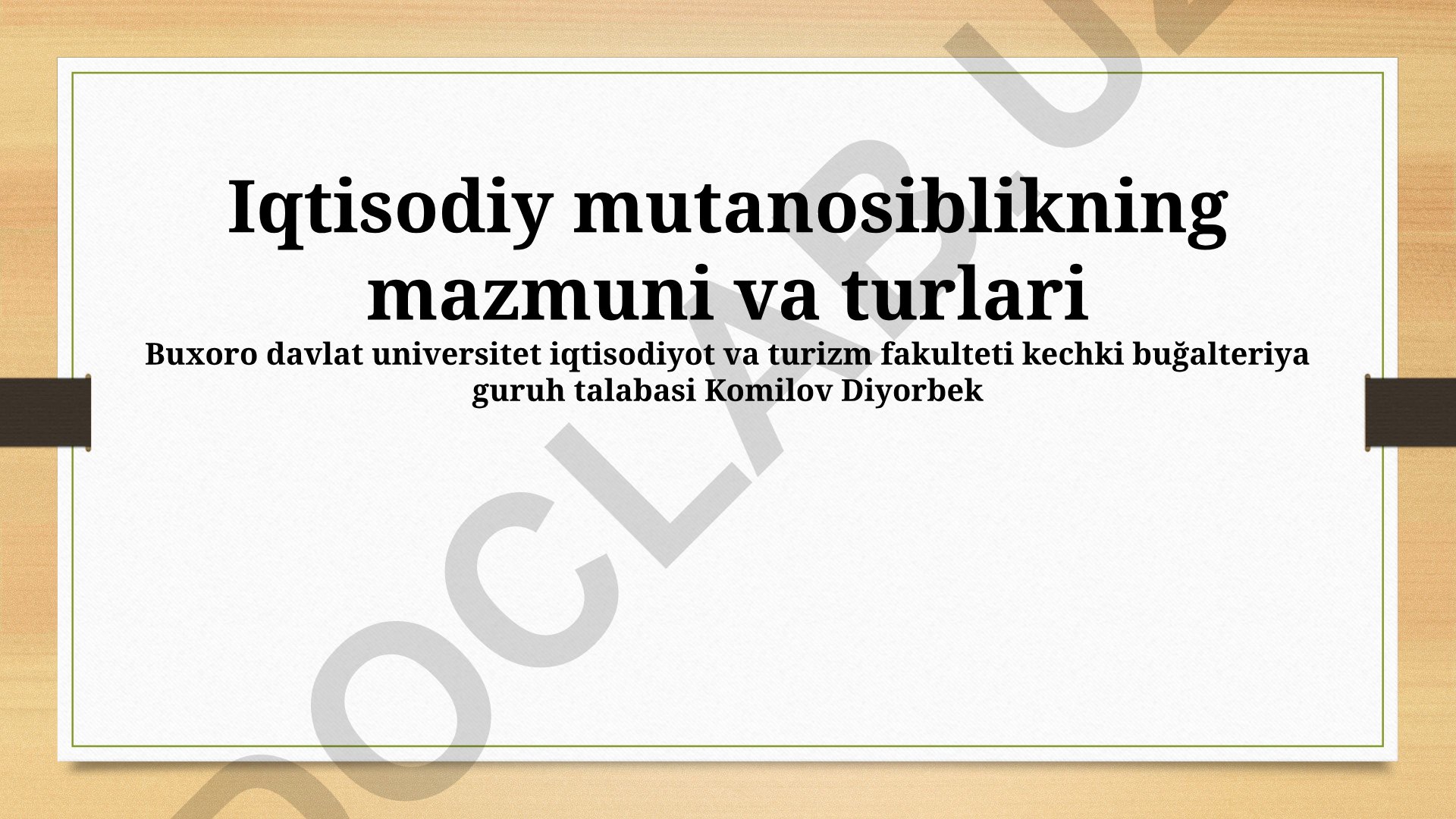 Iqtisodiy mutanosiblikning mazmuni va turlari