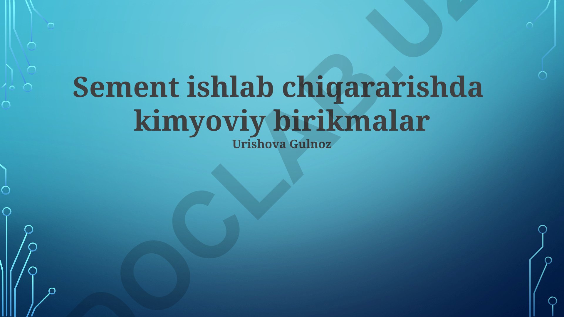Tsement ishlab chiqarishda kimyoviy birikmalar
