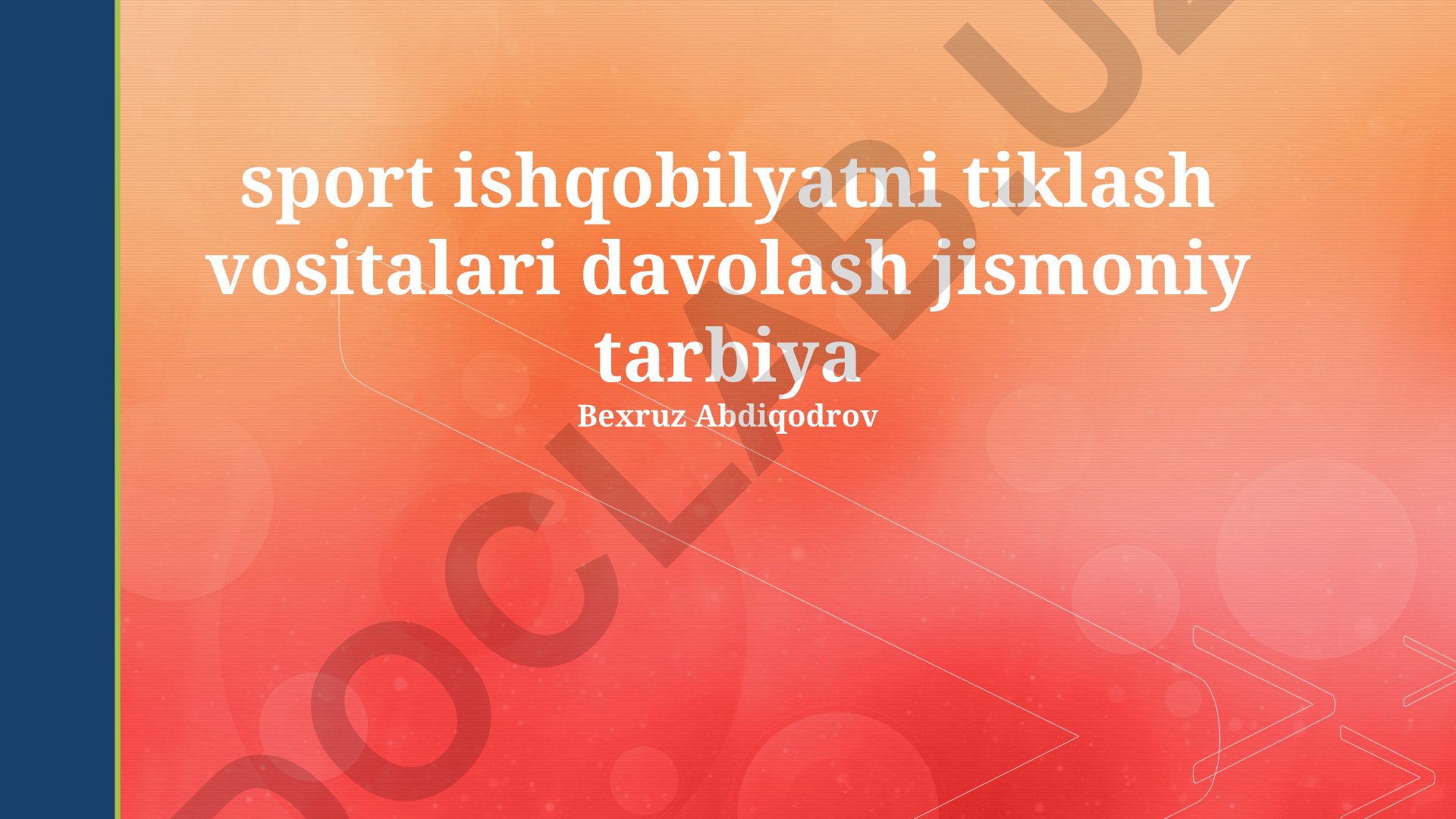 Sport ishqobilyatni tiklash vositalari va davolash usullari