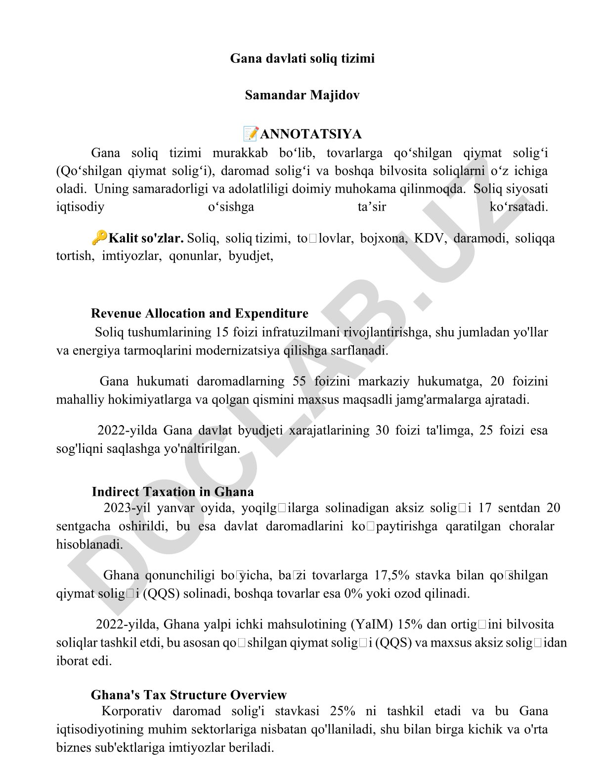 Gana davlati soliq tizimi