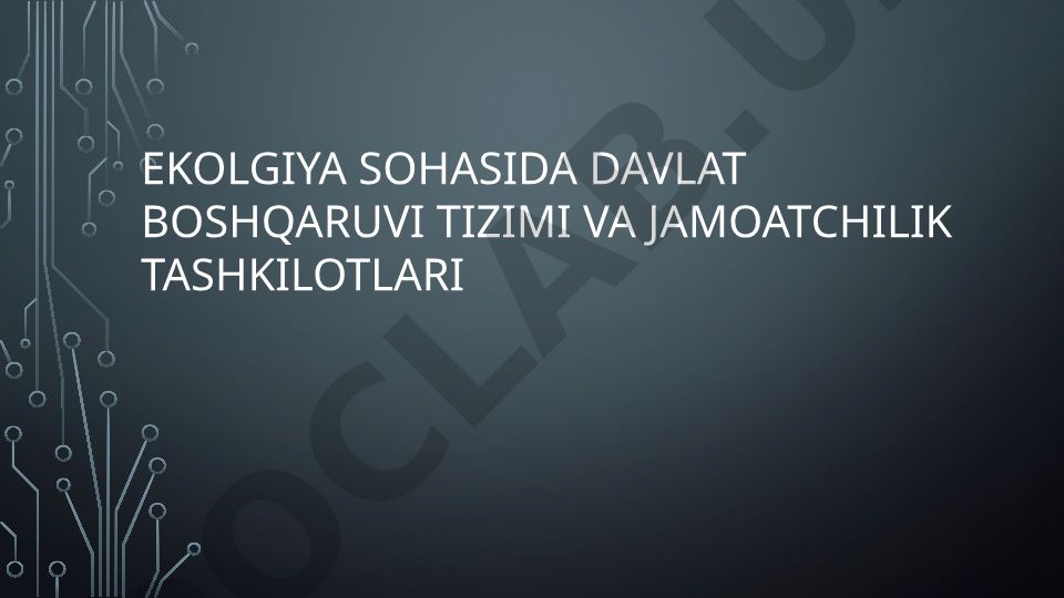 Ekologiya sohasida davlat boshqaruvi tizimi va jamoatchilik tashkilotlari