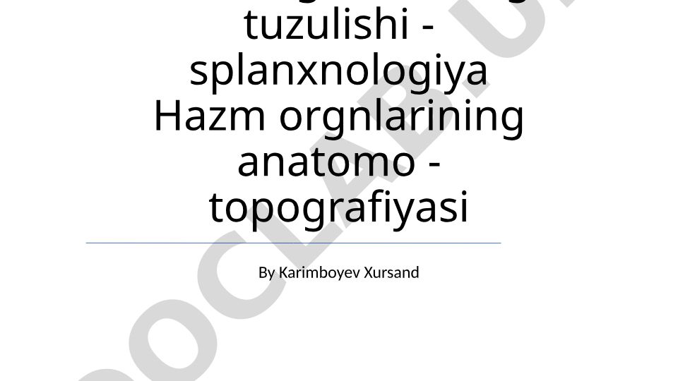 Ichki a'zolar tuzilishi va ovqat hazm qilish a'zolari anatomiyasi