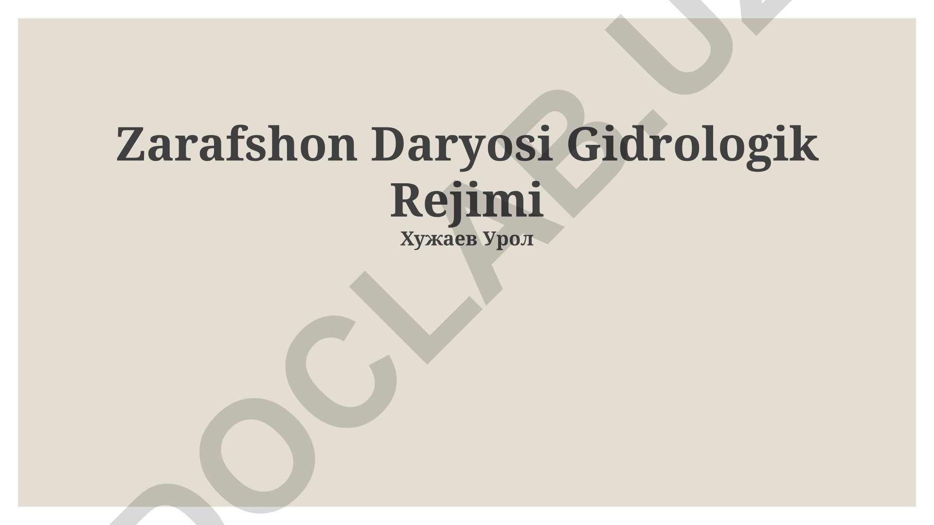 Zarafshon daryosi gidrologik rejimi