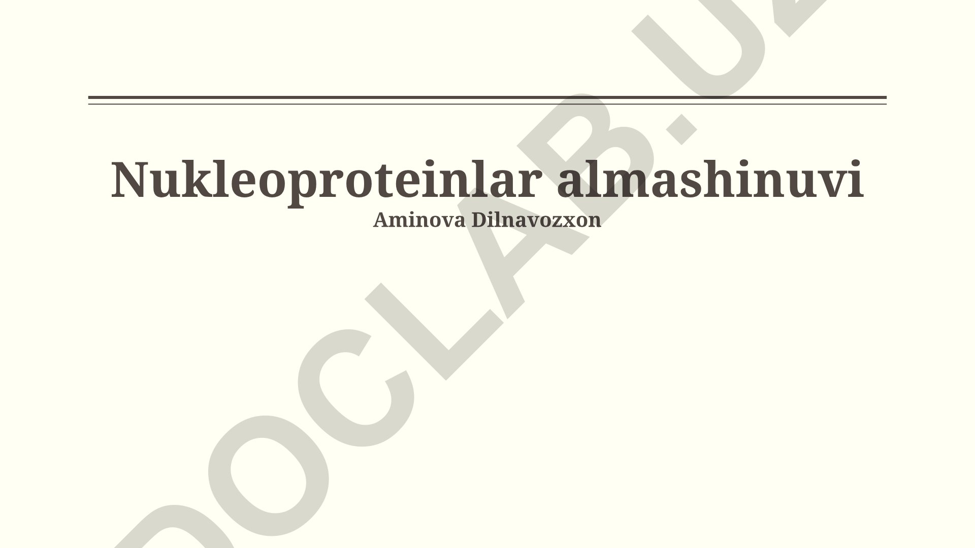 Nukleoproteinlar almashinuvi va regulyatsiyasi