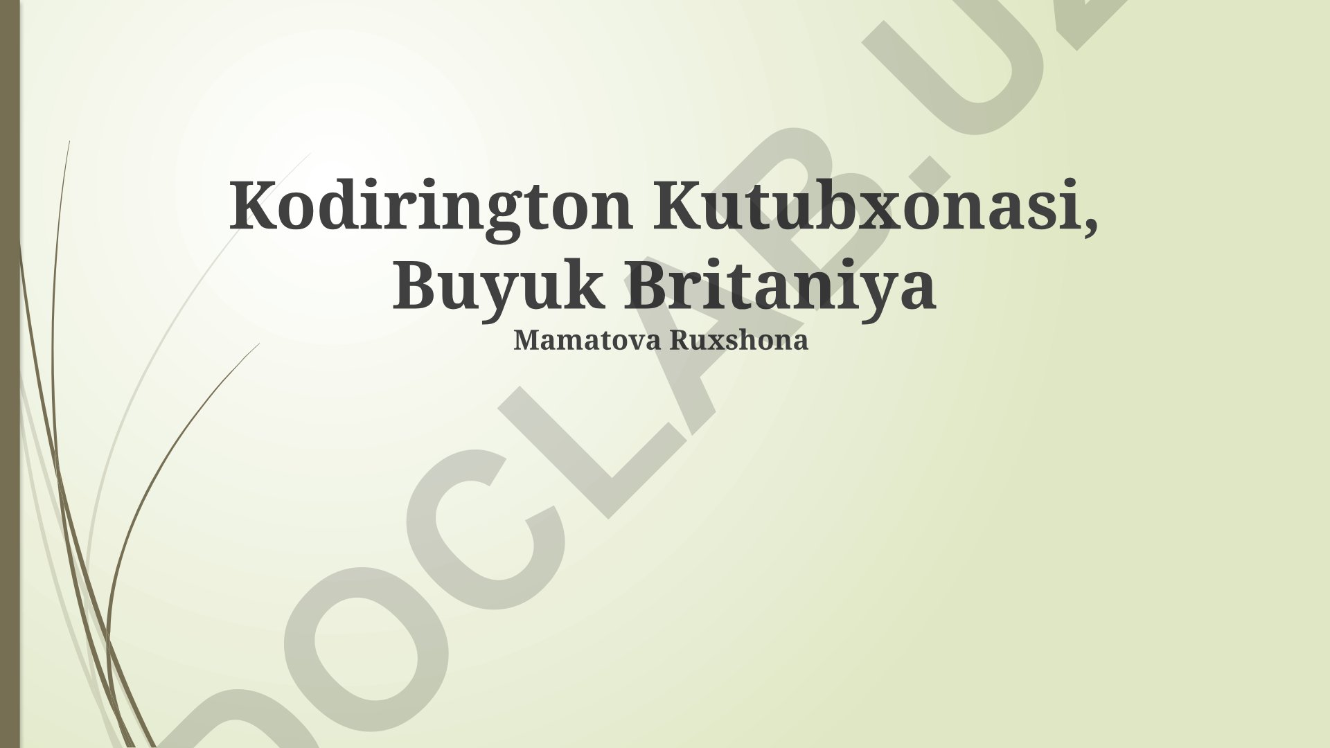 Kodirington Kutubxonasi: Tarixi, Resurslari va Xizmatlari