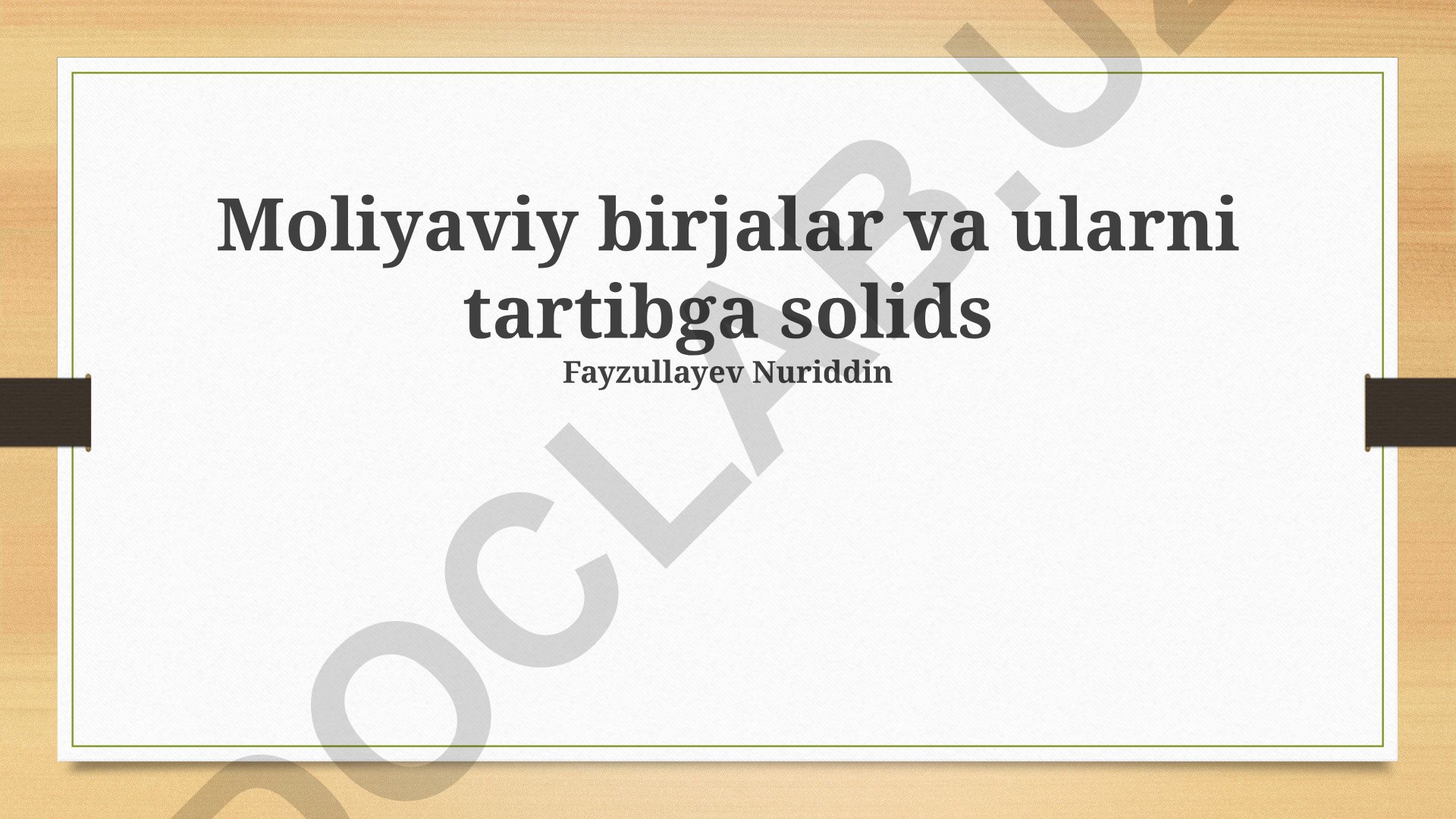 Moliyaviy birjalar va ularni tartibga solish mexanizmlari