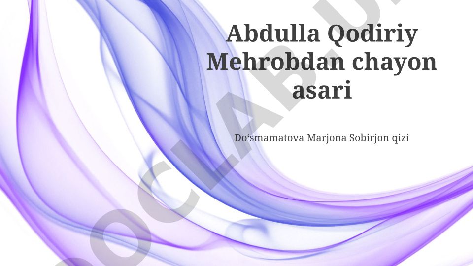 Abdulla Qodiriyning "Mehrobdan chayon" asarining zamonaviy dolzarbligi va talqini