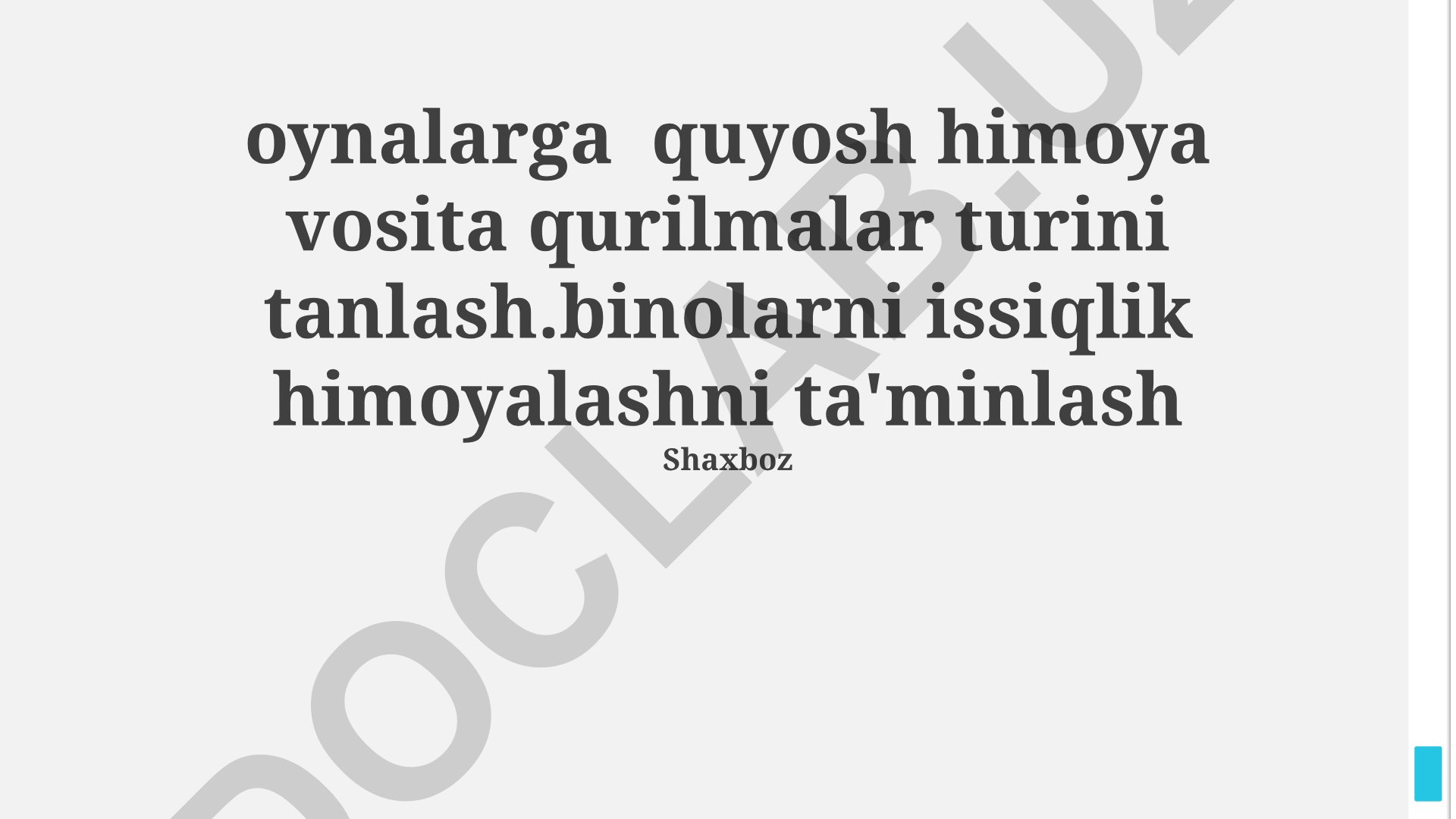 Quyoshdan himoya vositalarini tanlash va binolarni issiqlikdan himoya qilish