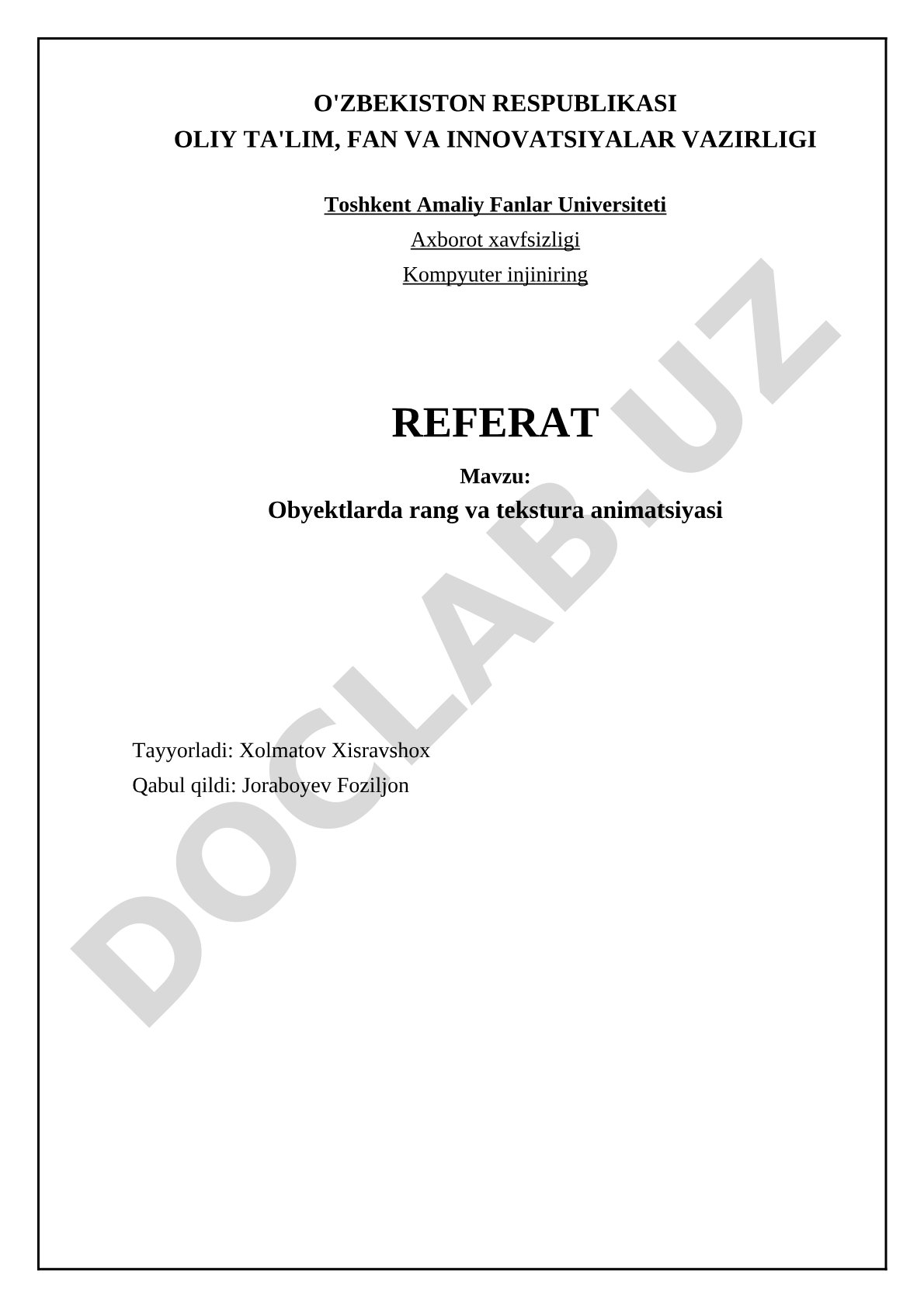 Obyektlarda rang va tekstura animatsiyasi