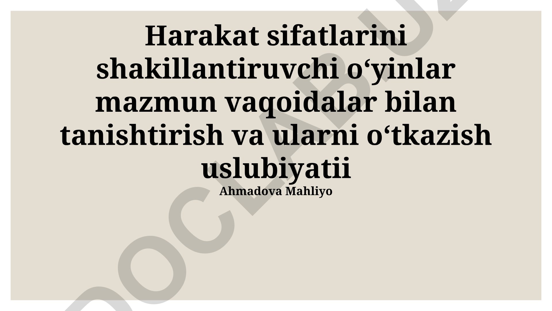 Harakat sifatlarini shakillantiruvchi o'yinlar mazmun va qoidalari