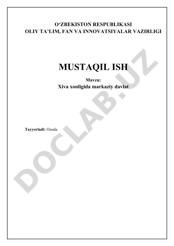Xiva xonligida markaziy davlat