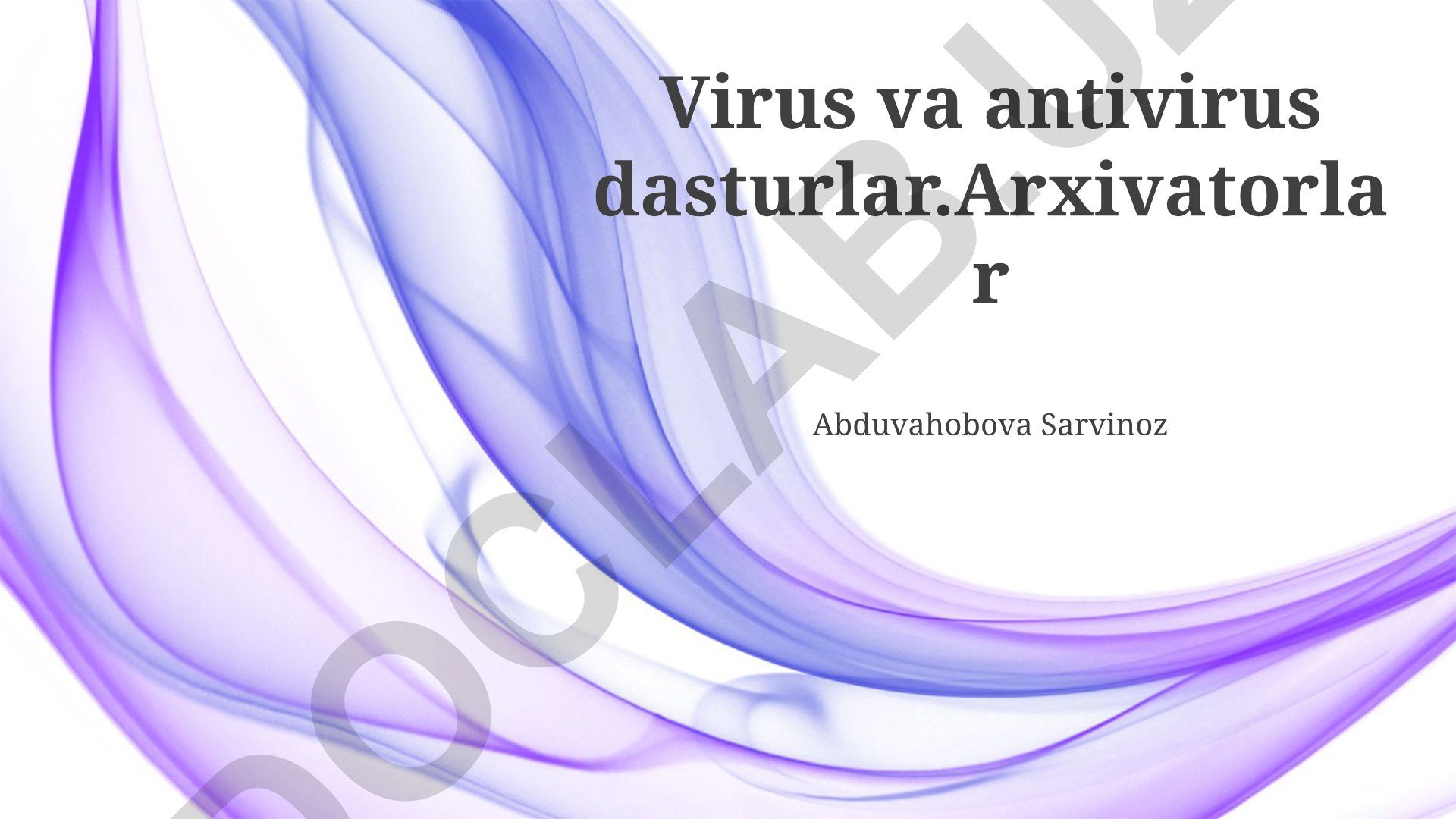 Virus va antivirus dasturlar. Arxivatorlar