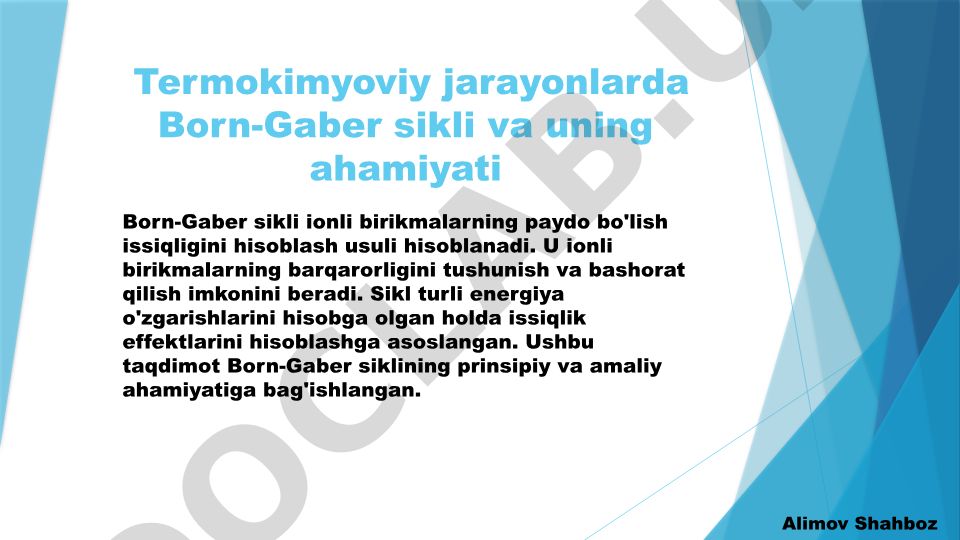 Born-Gaber sikli va uning ahamiyati