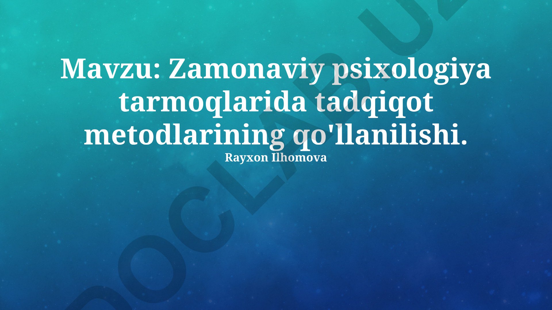 Zamonaviy psixologiya tarmoqlarida tadqiqot metodlarining qo'llanilishi