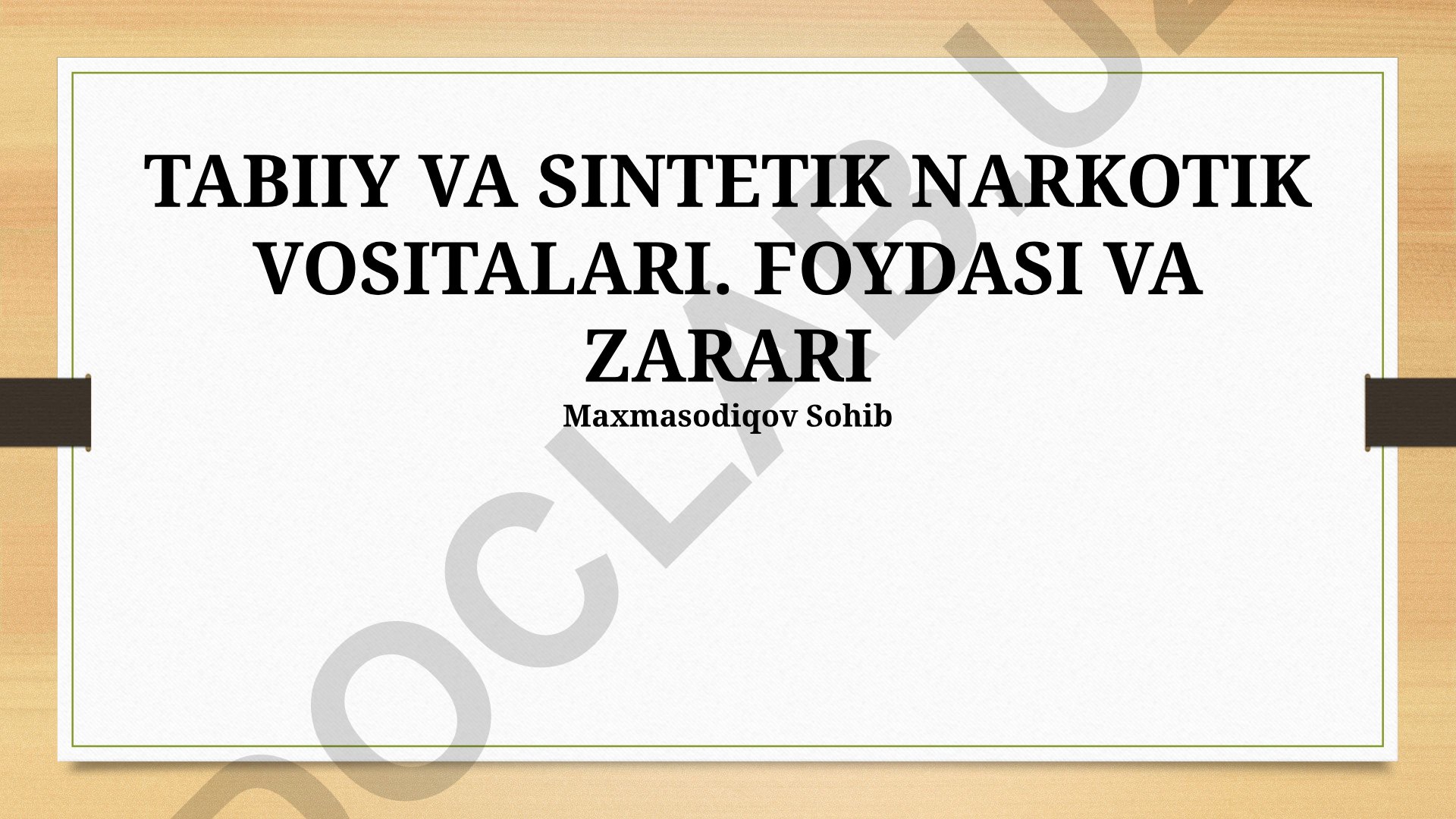 Tabiiy va sintetik narkotik vositalari: foydasi va zarari