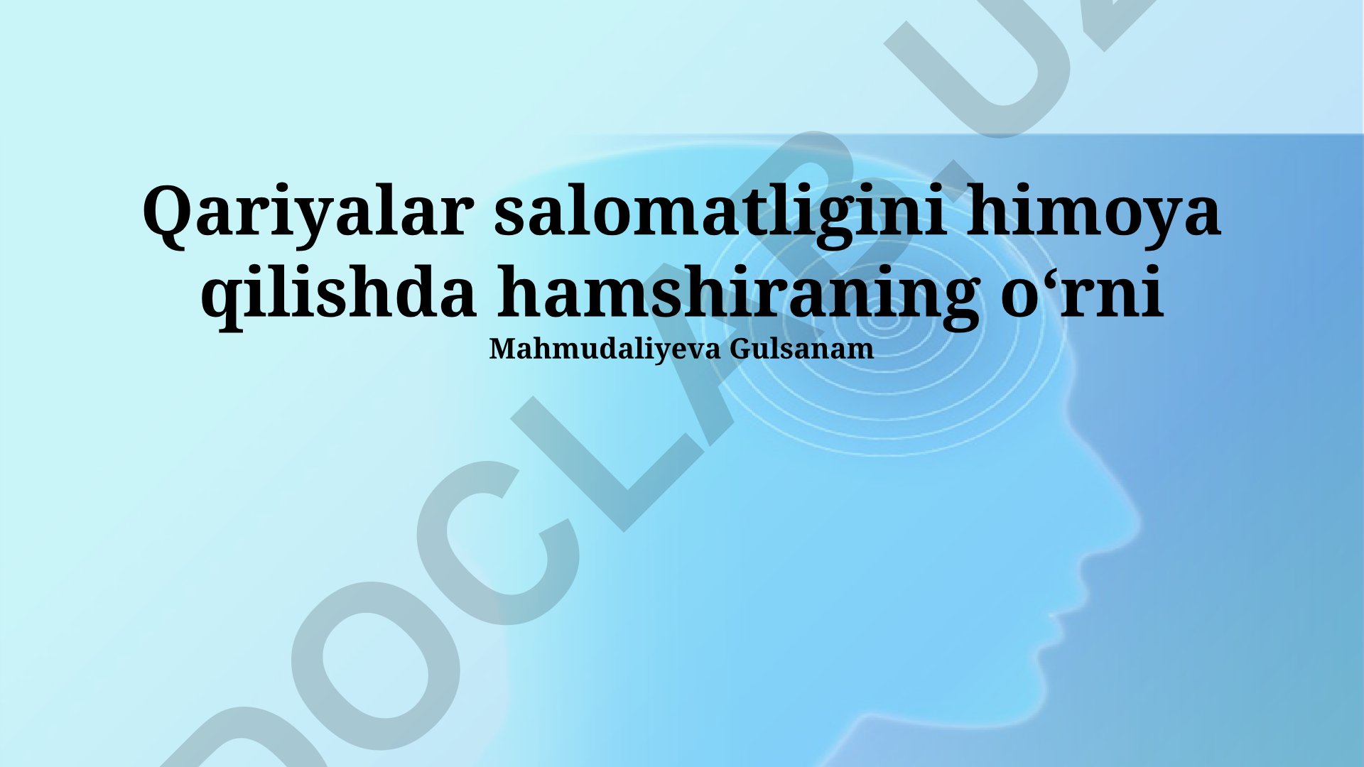 Keksalar salomatligini himoya qilishda hamshiraning rol