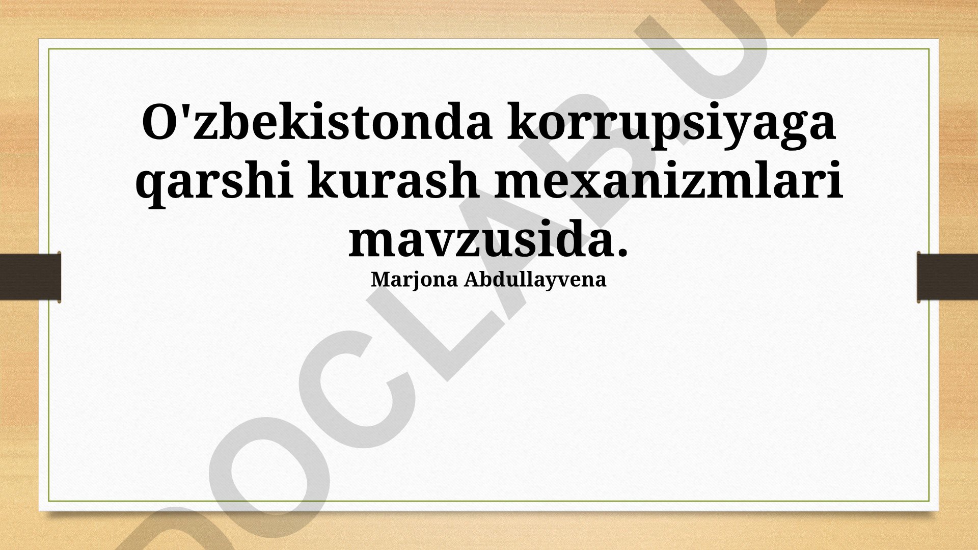 O'zbekistonda korrupsiyaga qarshi kurash mexanizmlari