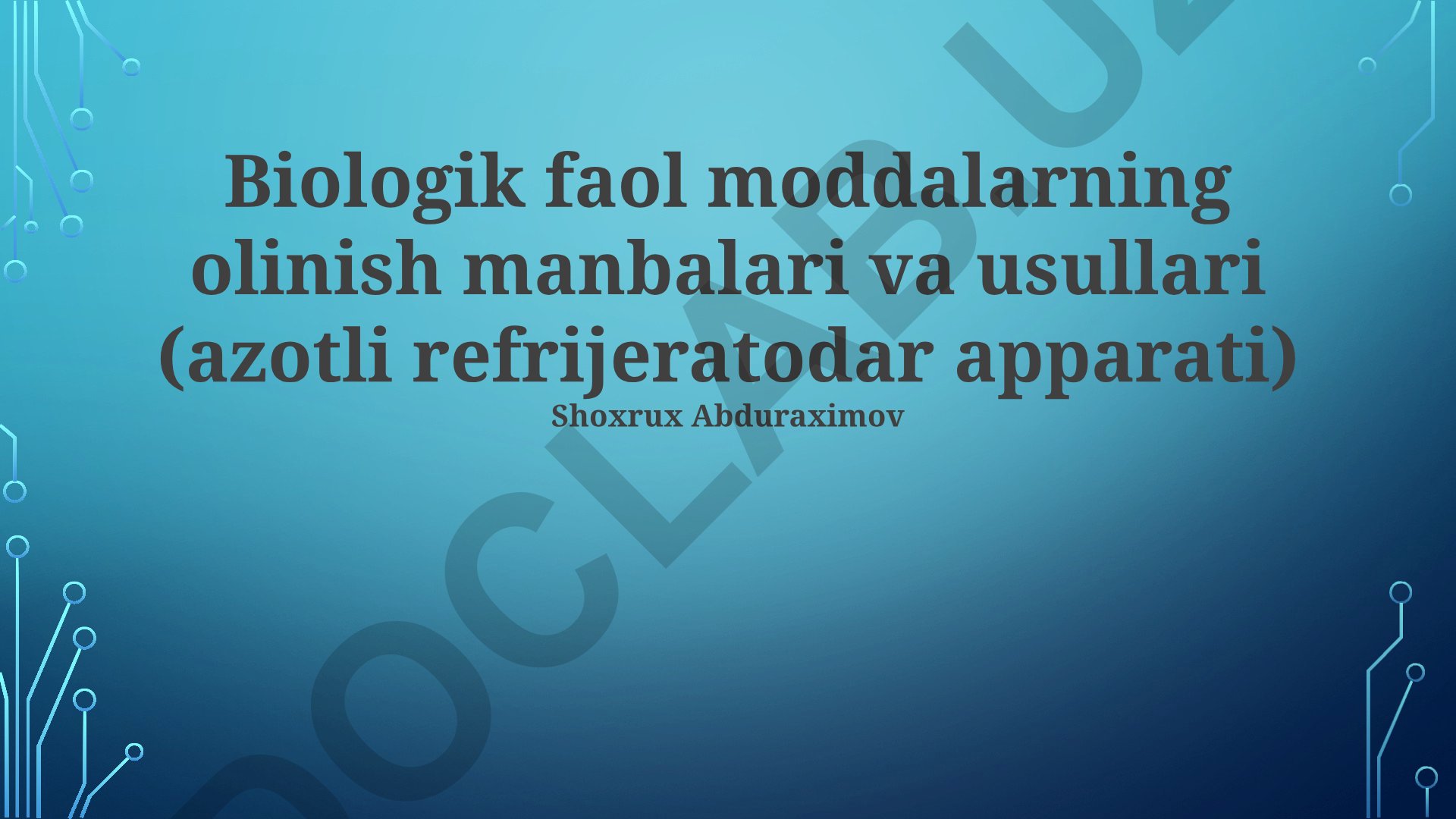 Biologik faol moddalarning olinish manbalari va usullari