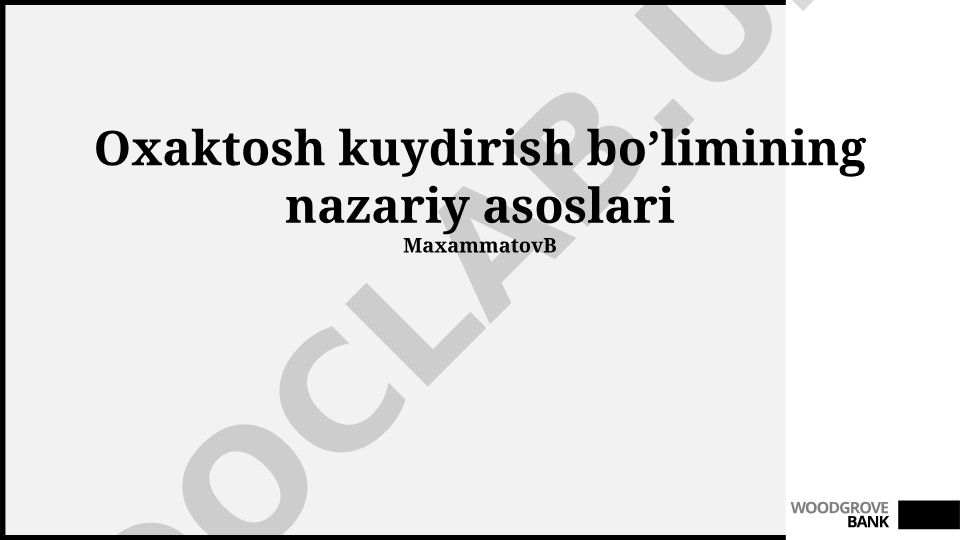 Kalsinlashning nazariy asoslari va jarayon kinetikasi
