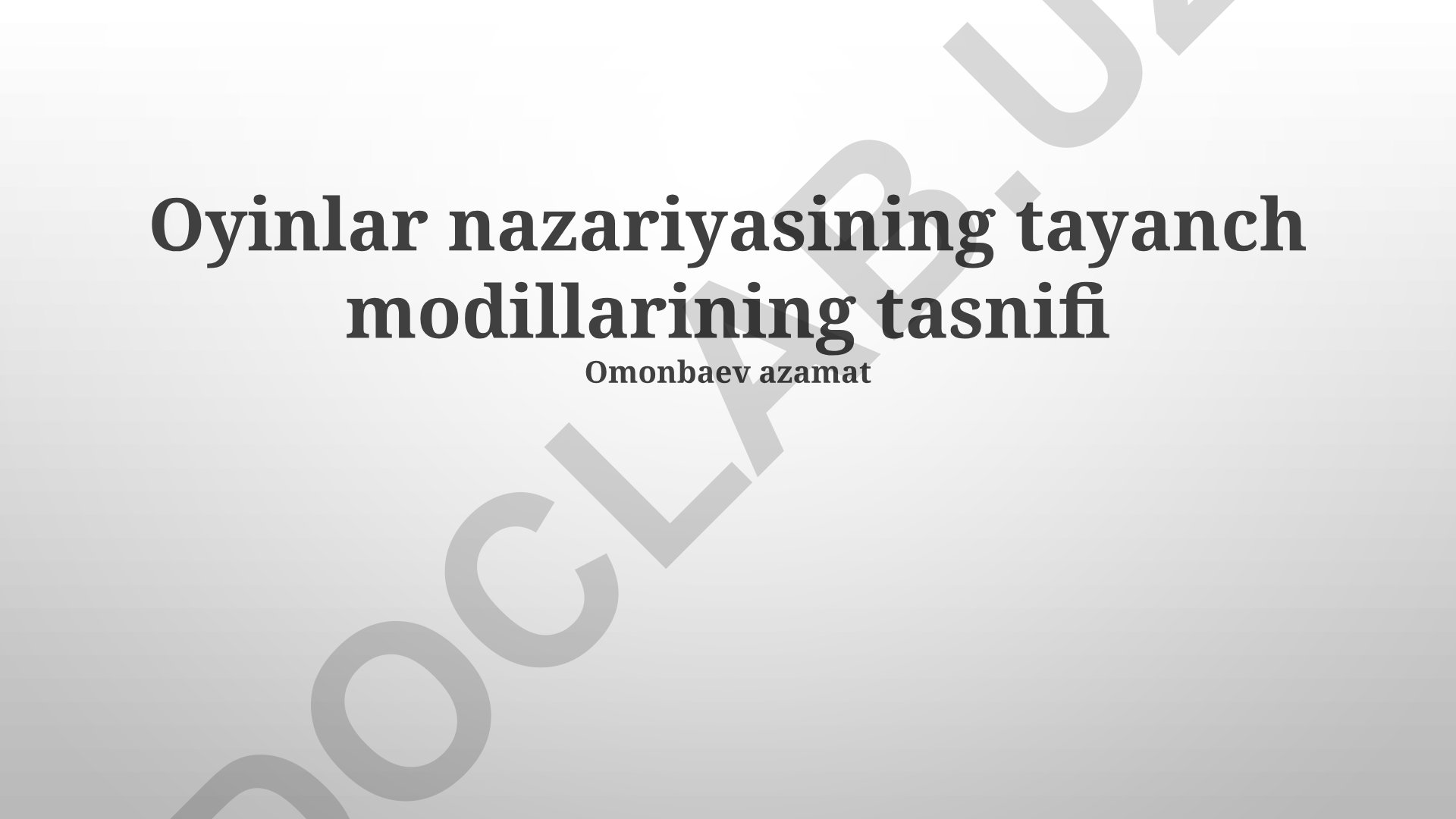 O'yinlar nazariyasining tayanch modillarining tasnifi