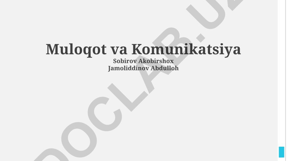 Muloqot va Kommunikatsiya