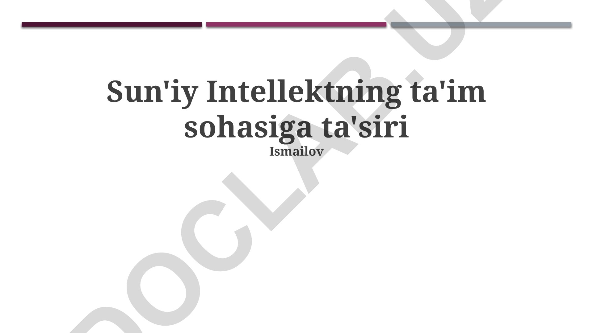 Sun'iy intellektning ta'lim sohasiga ta'siri