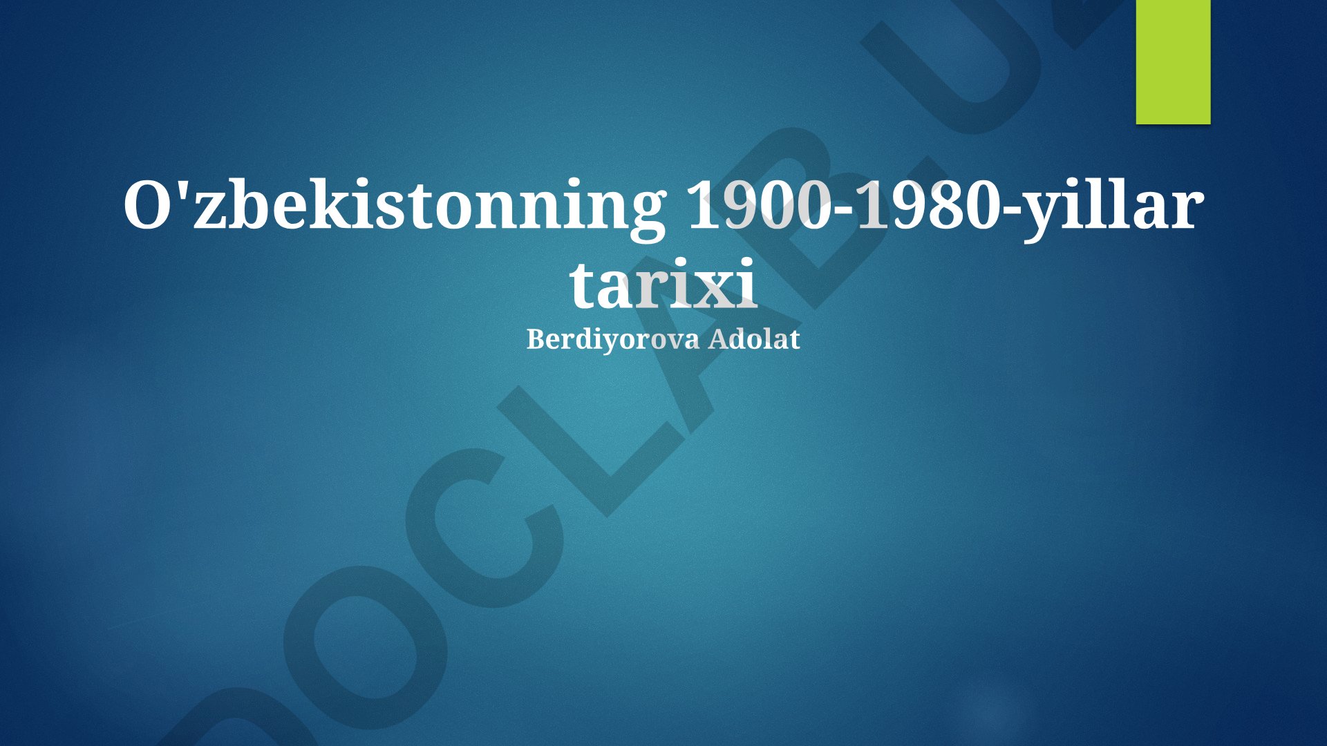 O'zbekistonning 1900-1980-yillar tarixi