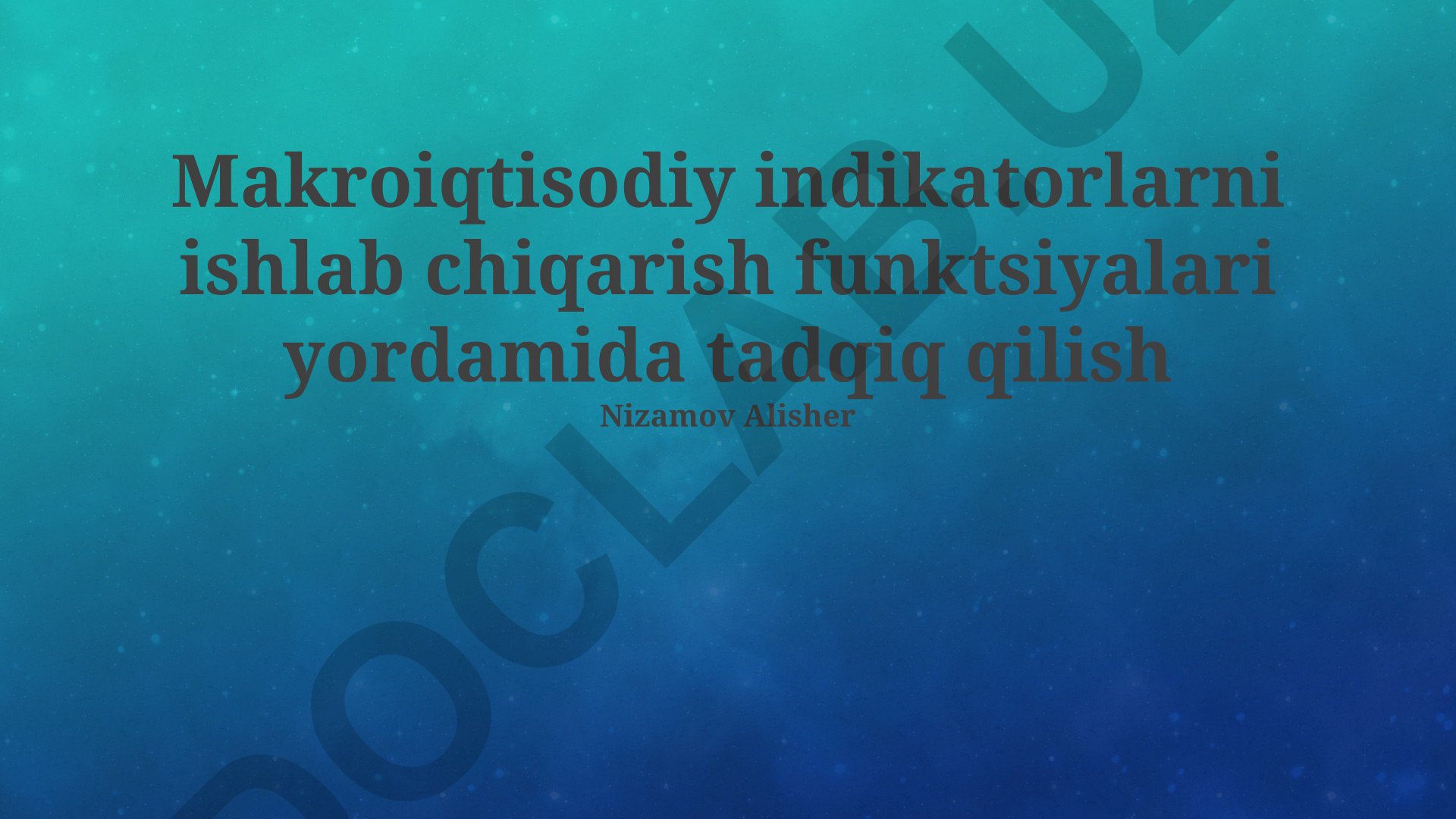 Makroiqtisodiy indikatorlarni ishlab chiqarish funktsiyalari yordamida tadqiq qilish