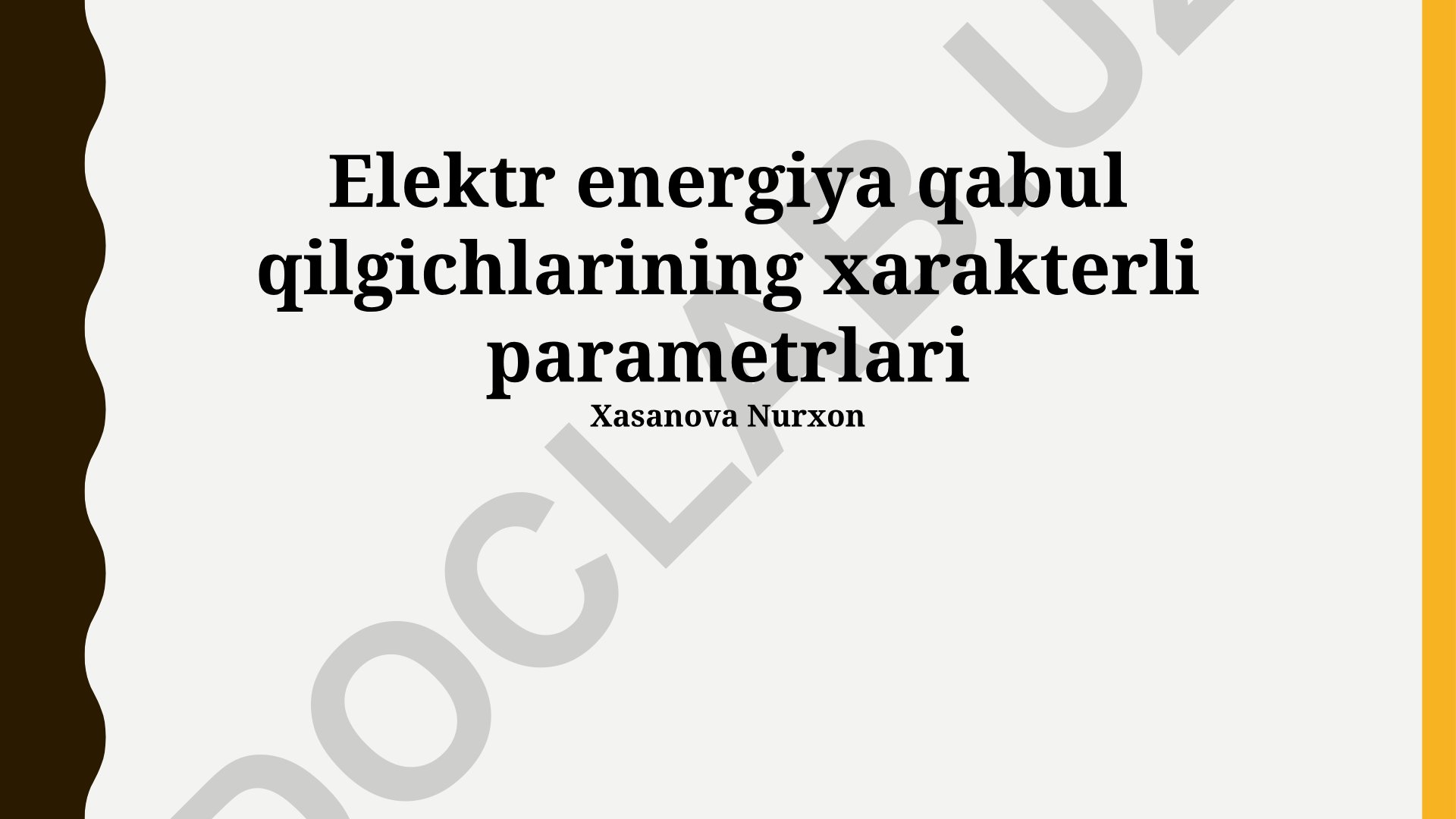 Elektr energiya qabul qilgichlarining xarakterli parametrlari