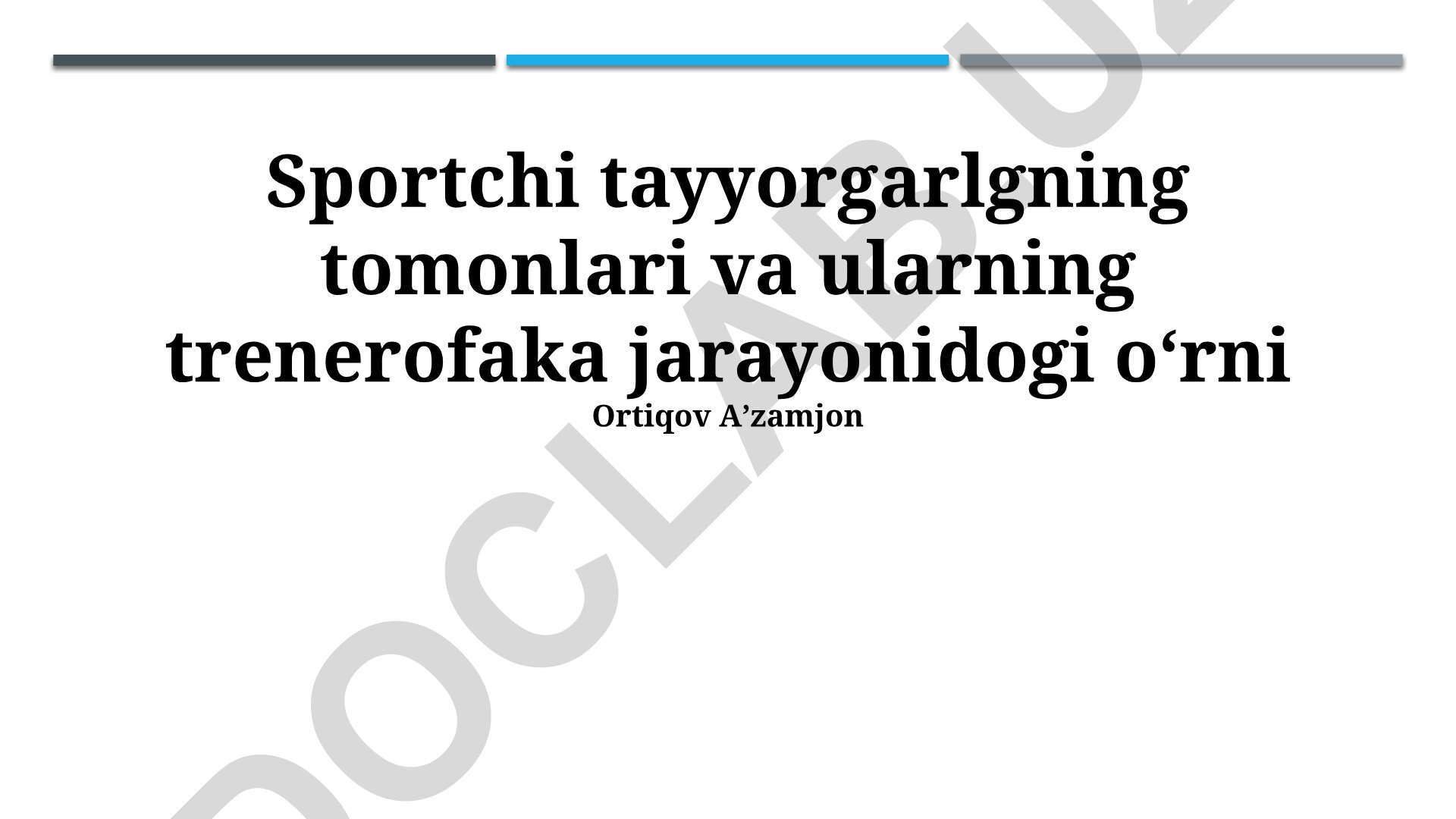 Sportchi tayyorgarligining tomonlari va ularning murabbiylik jarayonidagi o'rni